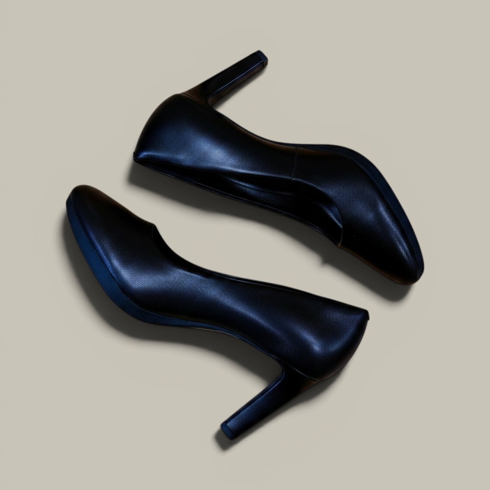Clarks Collection Adriel Viola Black Leather Platform Pumps Heels Size 10 M